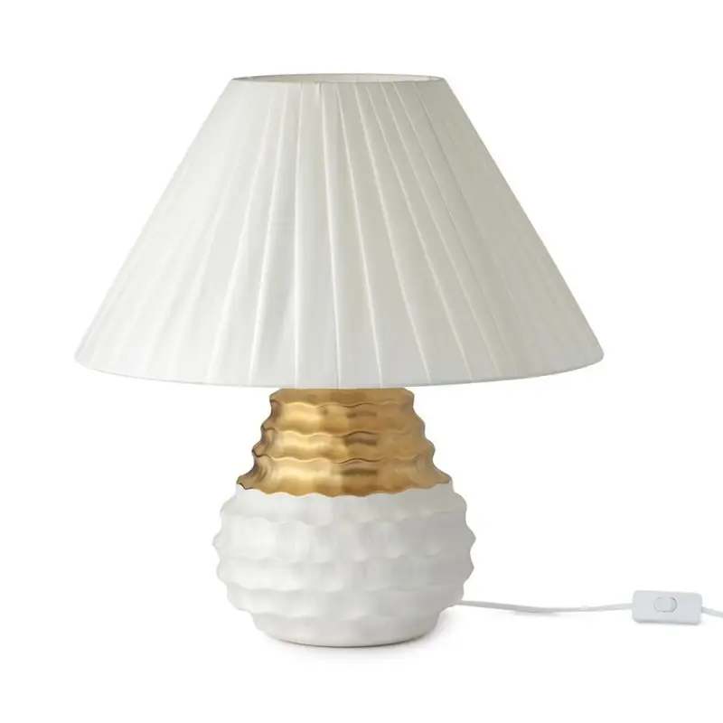 LAMPADA GRES BIANCO/ORO 23X48CM E27 Spedizione Espresso