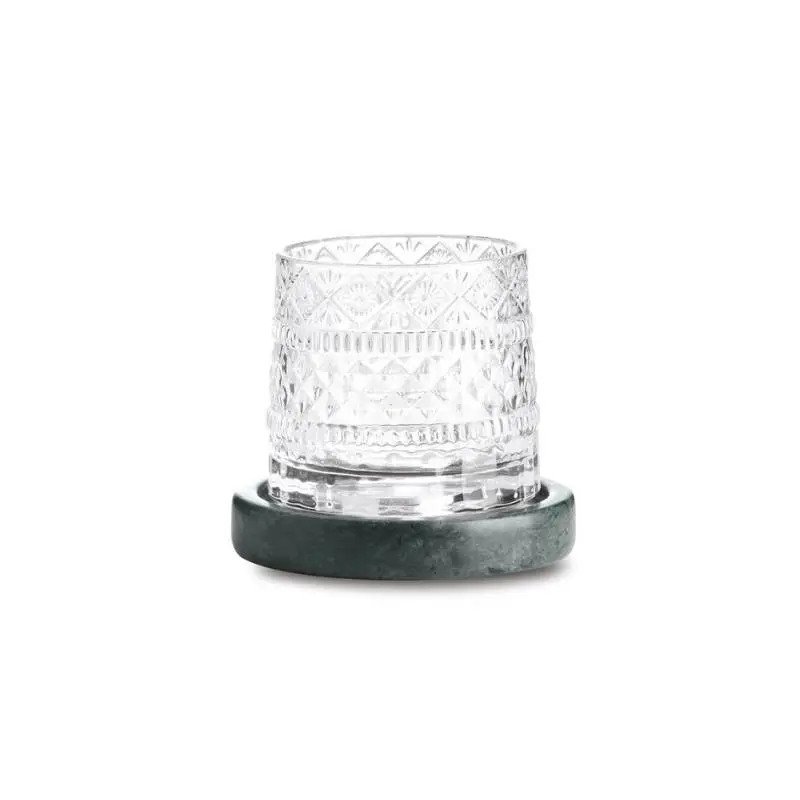 Bicchiere con Sottobicchiere in Marmo Verde Scuro – Pozzi Milano | Collezione Silver Nights Miglior Prezzo