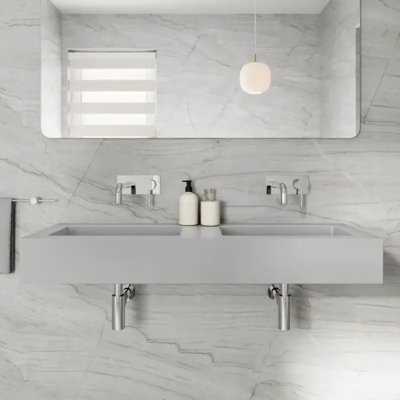 Super Prezzo Lavabo sospeso in marmoresina 120cm doppia vasca grigio opaco | Koro