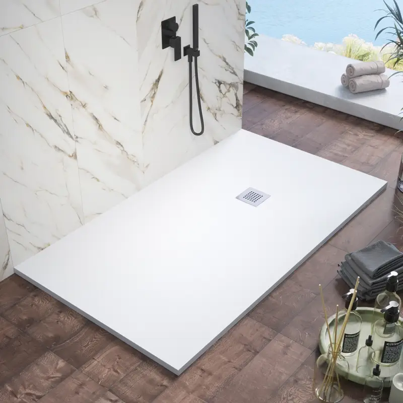 Piatto doccia 80x180cm in marmoresina bianco effetto pietra | Kos Bestseller