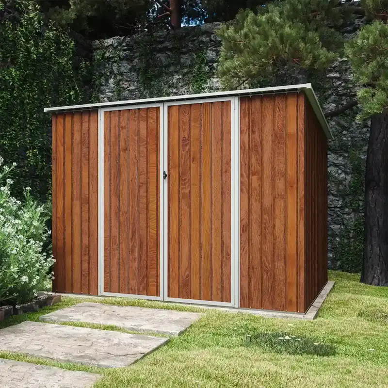 Casetta da giardino in acciaio zincato effetto legno 2,77x1,93xh1,96m - 91kg -5,35 metri quadri Ultime Pezzi