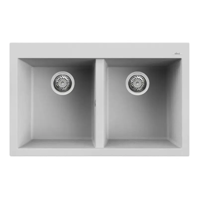 Elleci lavello da cucina 2 vasche 79x50cm in granitek nuvola installazione sopratop | Quadra 350 Offerta Lampo