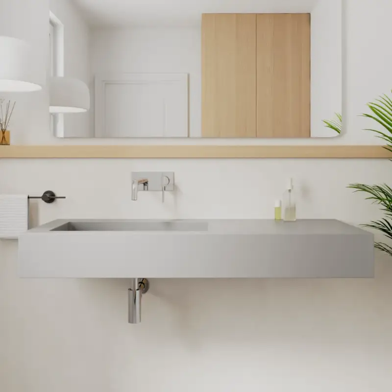 Compra Oggi Stesso Lavabo sospeso in marmoresina 120cm vasca a sinistra grigio opaco | Koro