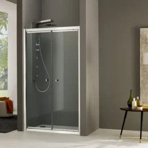 FLY porta a 2 ante battenti finitura argento satinato 160 cm trasparente (misura 155/160 h.195) Esclusivo