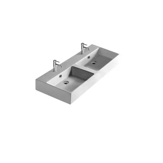 MEG PRO Lavabo sospeso doppio bacino cm 121 x 46 finitura bianco mat Spedizione Espresso
