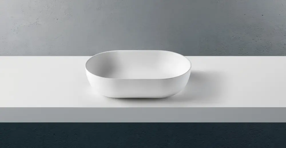 SOLID SURFACE - CORIAN Lavabo da appoggio cm 60 finitura bianco Consegna Rapida