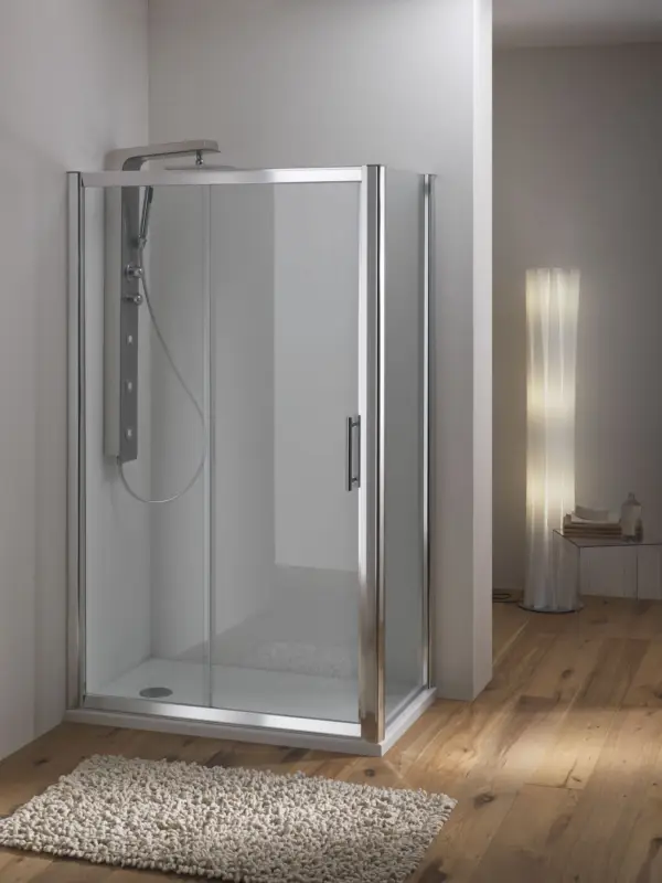 A Buon Prezzo WAKO DOOR Porta 1 anta scorrevole + 1 anta fissa finitura bianco 195 cm trasparente (misura 190/195 h.195)