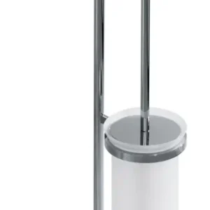 ZENITH Porta scopino cilindrico d’appoggio in vetro acidato con porta rotolo, base tonda Novità