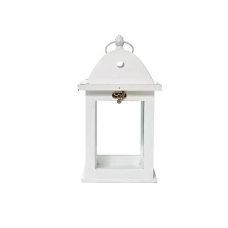 LANTERNA LEGNO/METALLO CM.15X15X27 BIANCA Reso Gratuito