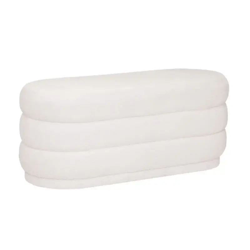Panchina Imbottita in Tessuto Bouclé Bianco – 100 x 40 cm Occasione