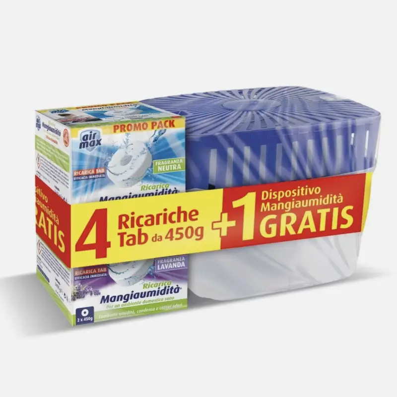 AIR MAX Ricariche Tab miste 4x450g + 1 Dispositivo Mangiaumidità Promo Stagionale