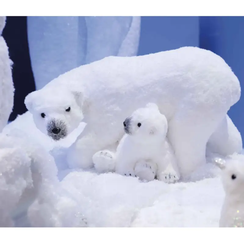Orso natalizio glitterato con cucciolo Direttamente Dal Produttore
