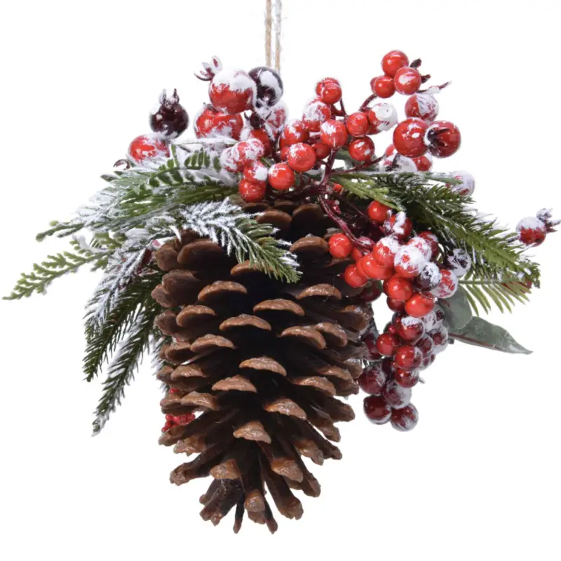 Economico Pigna con bacche rosse innevata
