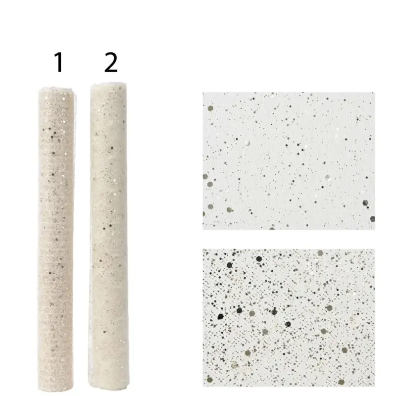 Spedizione Espresso Tessuto decorativo bianco natalizio glitter