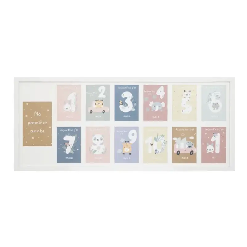 Più Venduto Cornice ‚ÄúPell-mell‚Äù in Legno per 13 Foto ‚Äì Primo Anno ‚Äì Bianca ‚Äì H29,5 cm