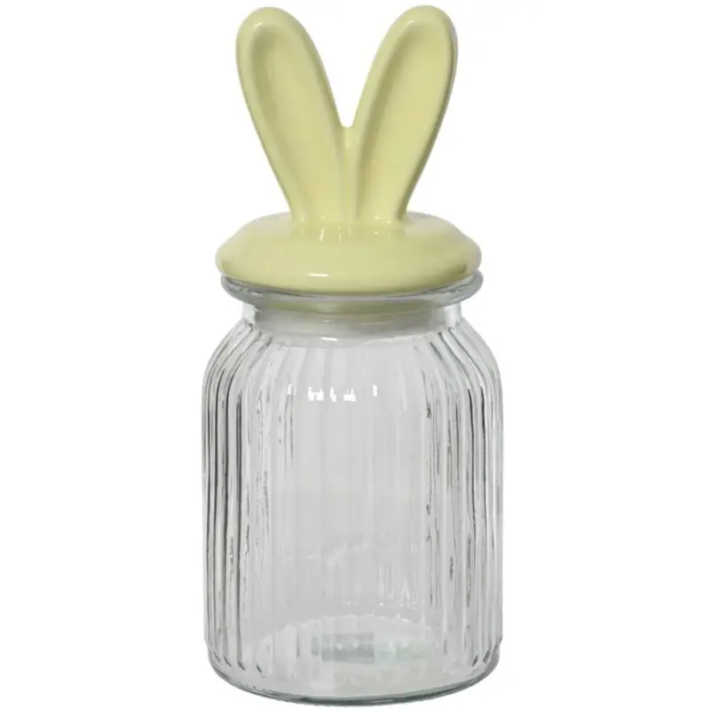 Barattolo con coniglio coperchio giallo 24 cm Saldi
