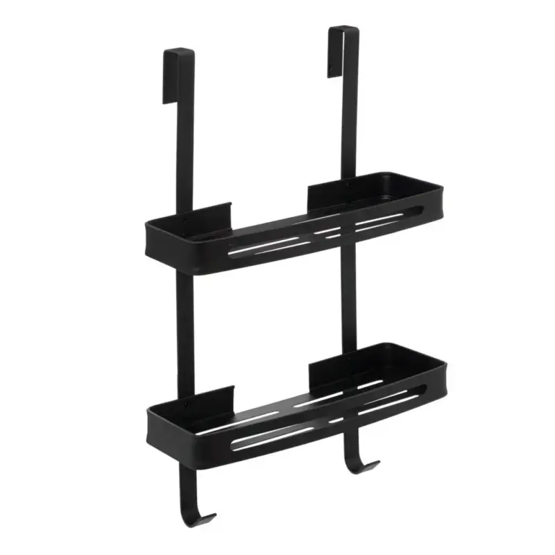 Mensola doccia "Blackalu" a 2 livelli con fissaggio adesivo – 60x32,5x16 cm Di Tendenza