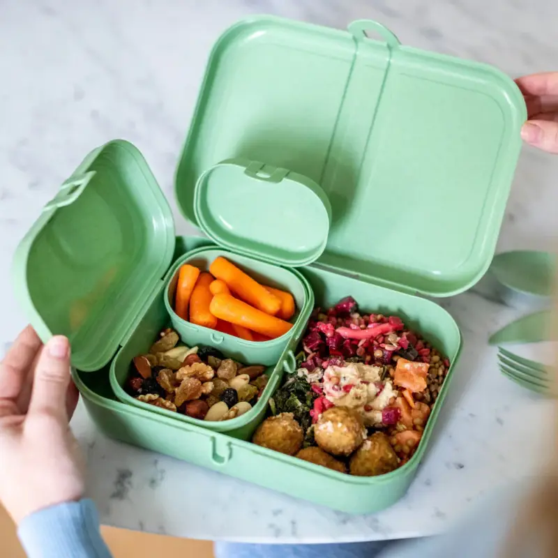 A Buon Prezzo Set Porta Pranzo 3 Contenitori con Posate Colore Verde - Pascal Ready Koziol