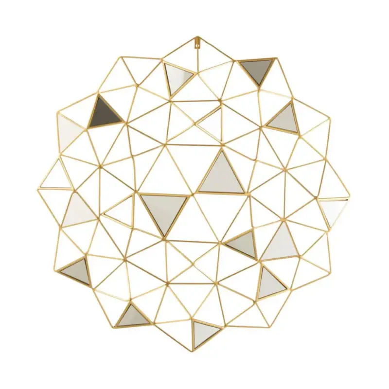Novità Specchio da Parete con Triangoli, Metallo color Oro (85x85x6cm)