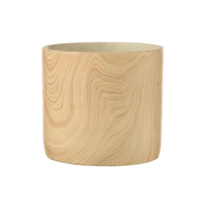 Professionale Portavaso Moderno in Cemento Effetto Legno Colore Naturale Ø 18 cm - Bosco