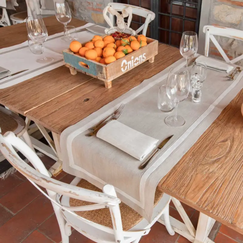 Compra Oggi Stesso Runner in Puro Lino Realizzato a Mano Bicolore Corda e Panna 150 cm