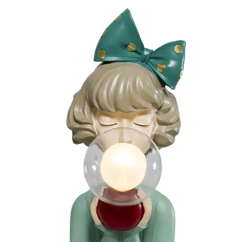 Lampada da Tavolo Busto Donna Colore Verde Tiffany h 36 cm - Bubble Lady Green Vendita Finale