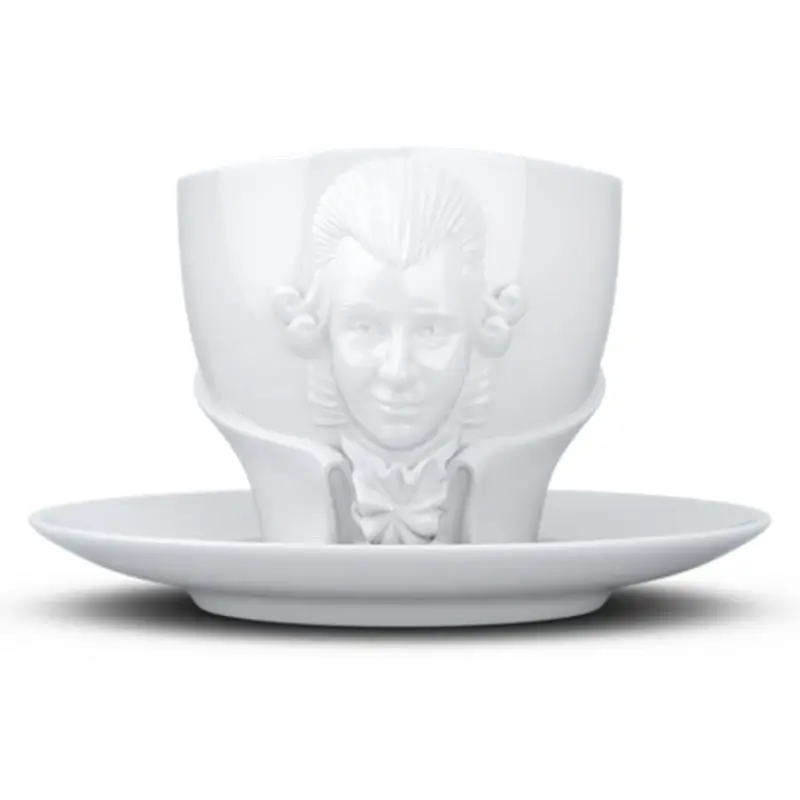 Tazza Colazione 260 ml in Porcellana Bianca Decorata a Mano - Wolfgang Amadeus Mozart Promozione