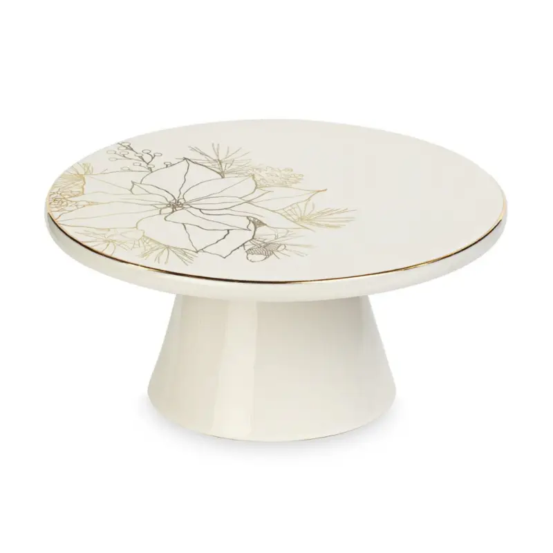 Affare Alzatina per Dolci in Porcellana Colore Bianco con Decori Colore Oro Ø 26 cm