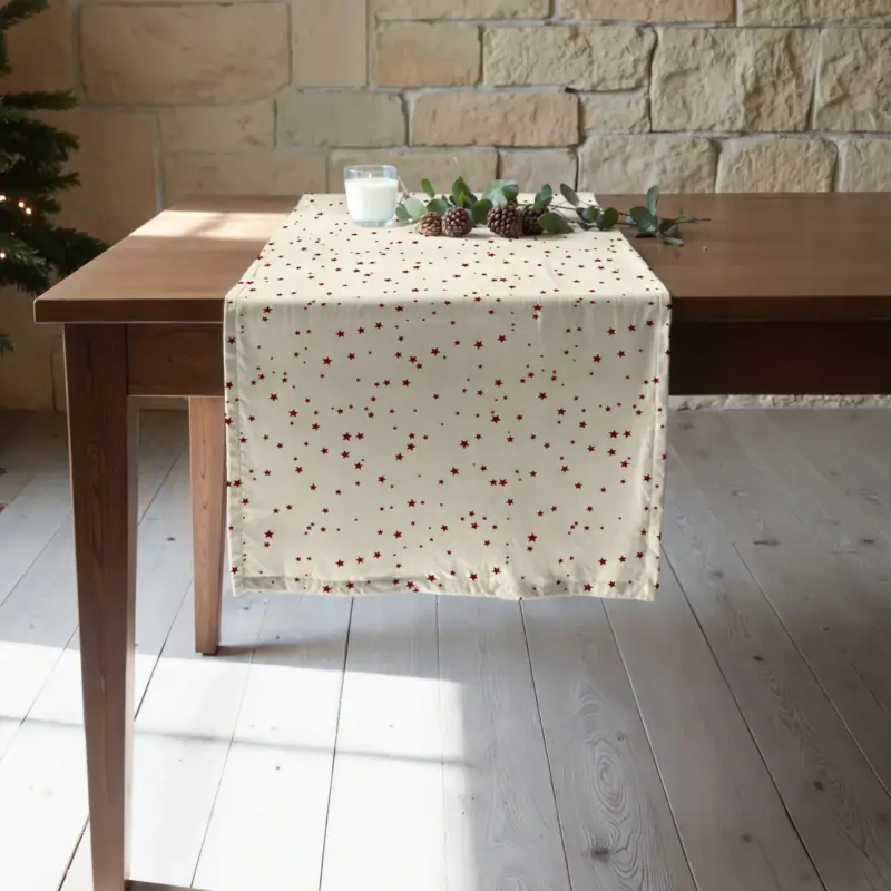 Runner di Natale Fantasia Stelline Rosse 150x50 cm - Merry Christmas 23 Ultime Pezzi