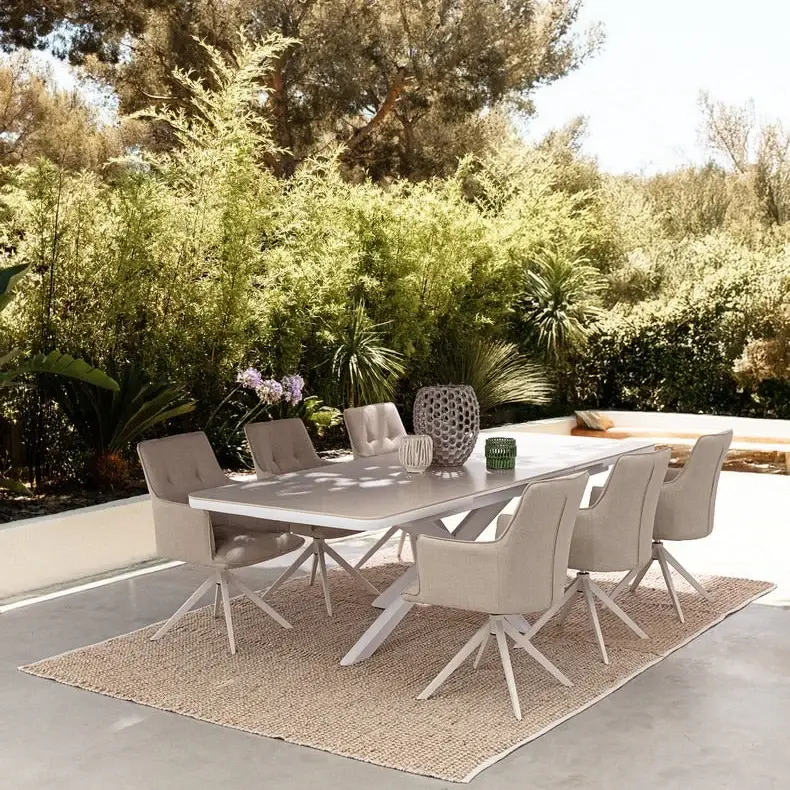 Tavolo "Pascal" allungabile struttura in alluminio Bianco piano in pietra 200-260 x h 76 cm Offerta Del Giorno