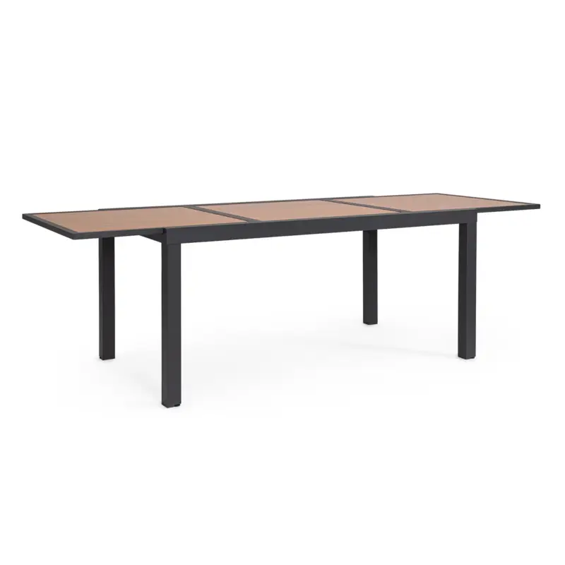 Tavolo "Hilija" struttura in alluminio verniciato a polvere piano effetto legno per arredo casa Spedito Oggi