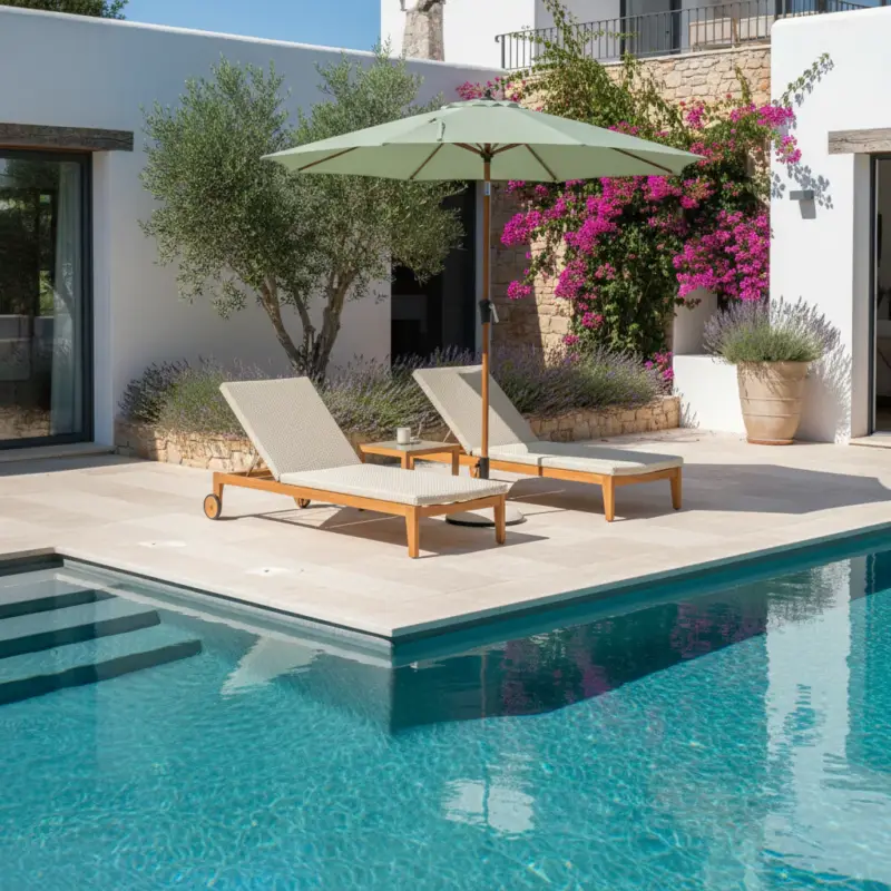 Ombrellone Menta "Palinuro" struttura in alluminio effetto legno per piscina e giardino Ø 300 cm Offerta Del Giorno