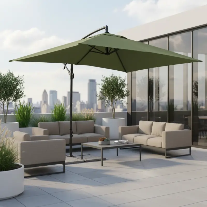 Must-Have Ombrellone palo laterale 2 x 3 mt Verde Oliva "Texas" in acciaio da esterno per giardino e balcone