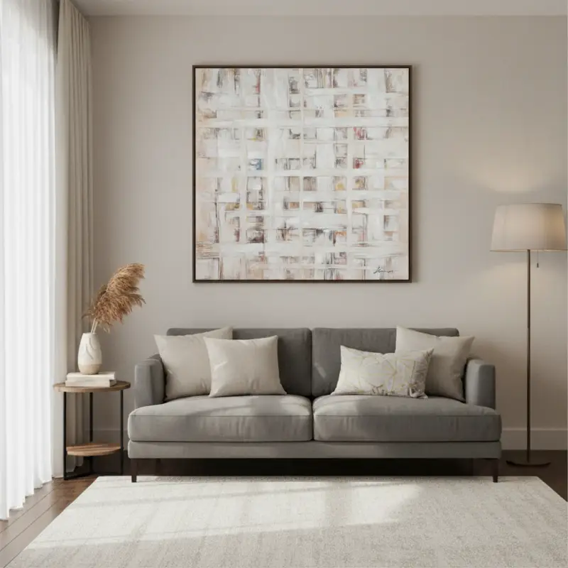 Occasione Imperdibile Dipinto “Texture 505” su tela dipinta a mano con struttura in legno di abete – 140x140 cm