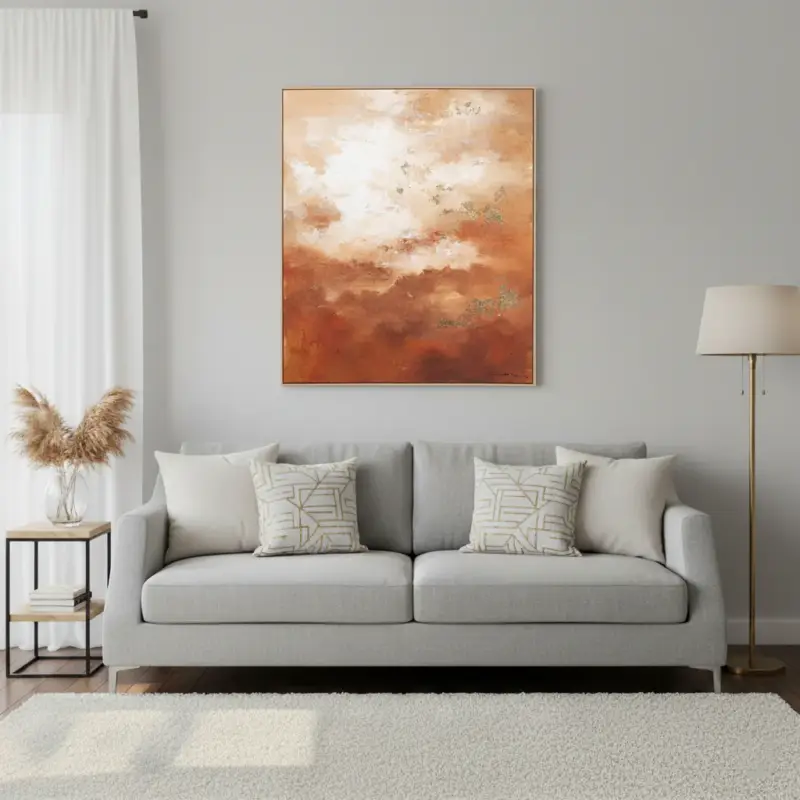 Dipinto “Bold 680” su tela dipinta a mano con foglia dorata – 122,6x142,6 cm Esclusivo