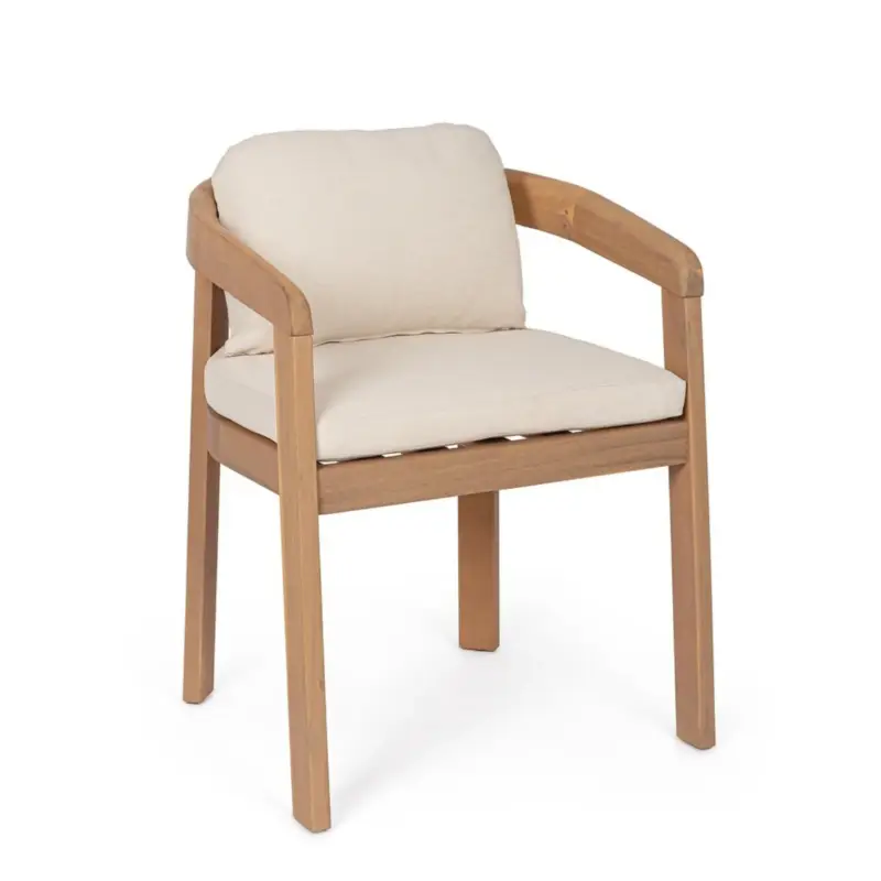 Sedia "Pablo" con braccioli, struttura in legno di acacia effetto teak, per interni ed esterni Occasione