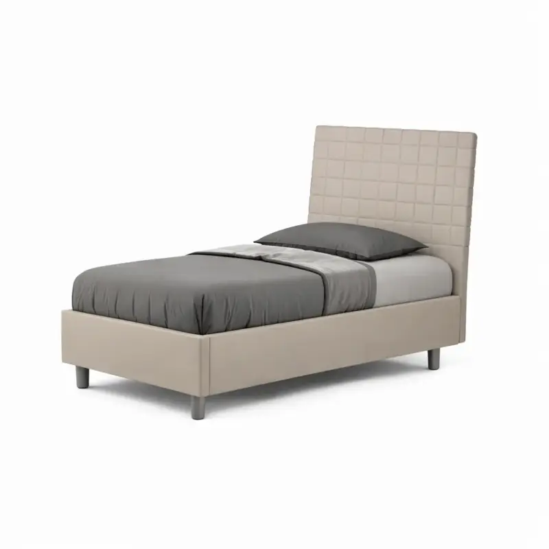 Compra Adesso Letto singolo "Philadelphia" imbottito in semilpelle per camera da letto da 90 cm