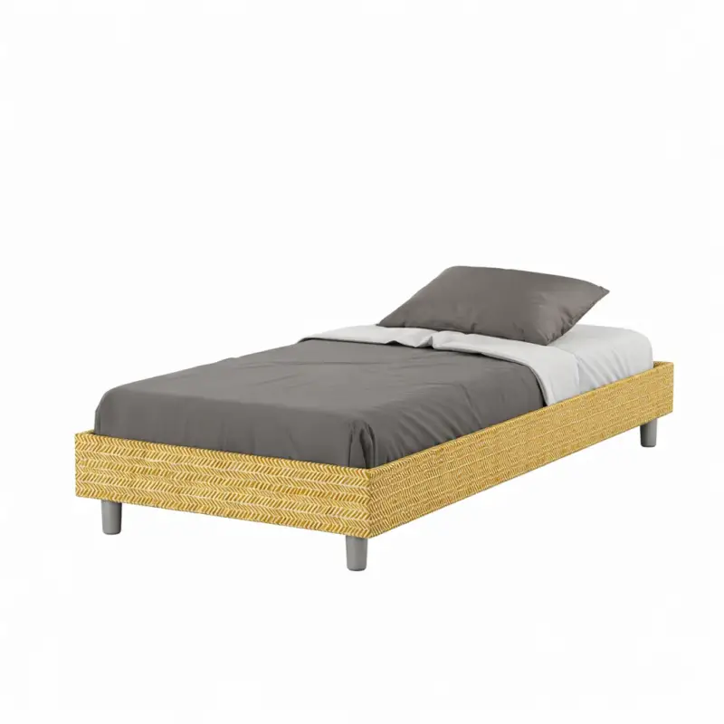 Promo Stagionale Letto una piazza e mezza "New York" imbottito in tessuto aragona per camera da letto da 120 cm