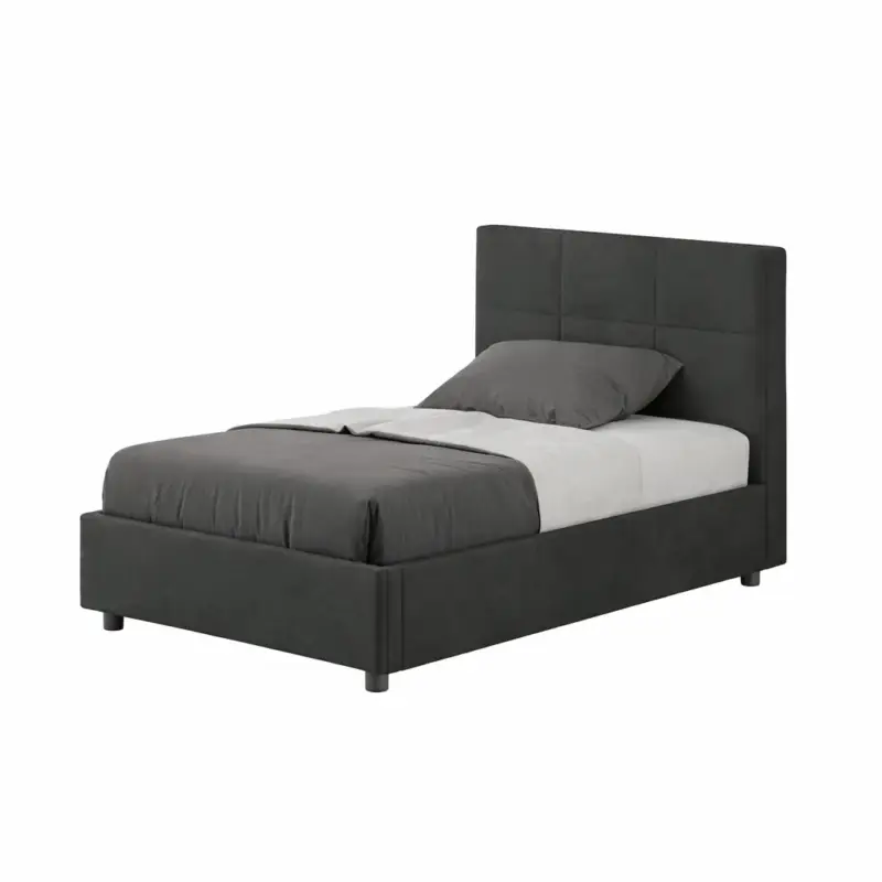 Letto una piazza e mezza "Dallas" imbottito in microfibra per camera da letto da 120 cm Quantità Limitata