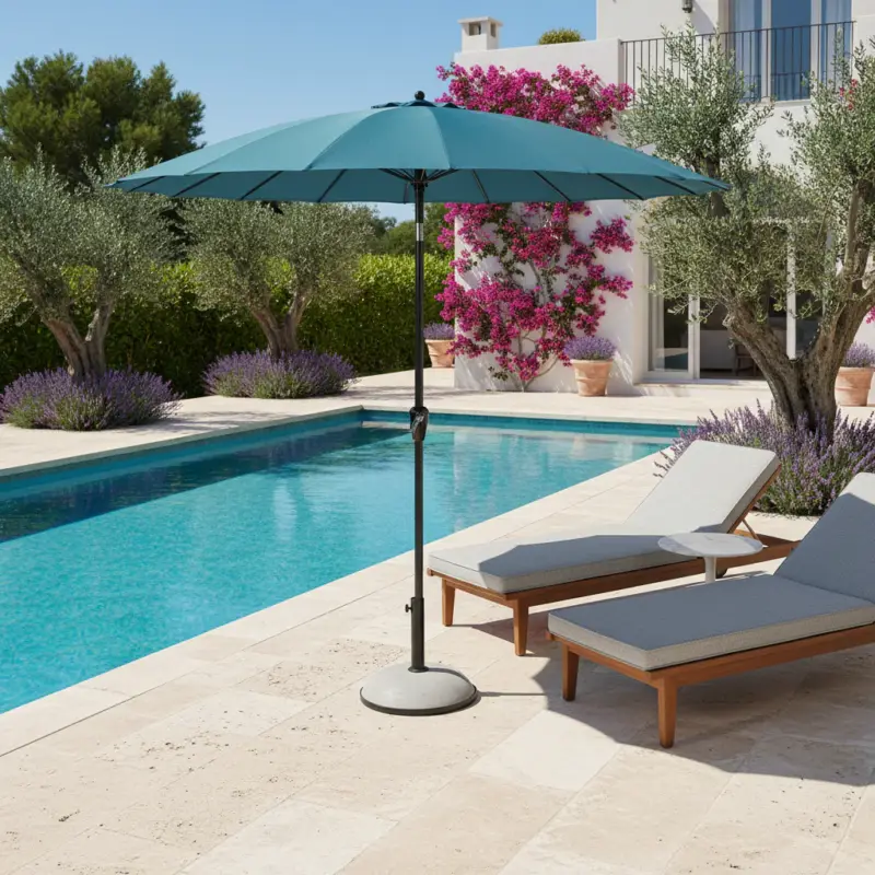 Ombrellone palo centrale Pavone "Atlanta" in acciaio verniciato a polvere per giardino e balcone Ø 270 cm Ultime Pezzi