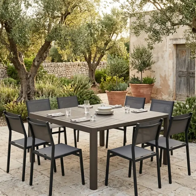 Offerta Del Giorno Tavolo quadrato Antracite "Keplero" allungabile per esterno e giardino, in alluminio