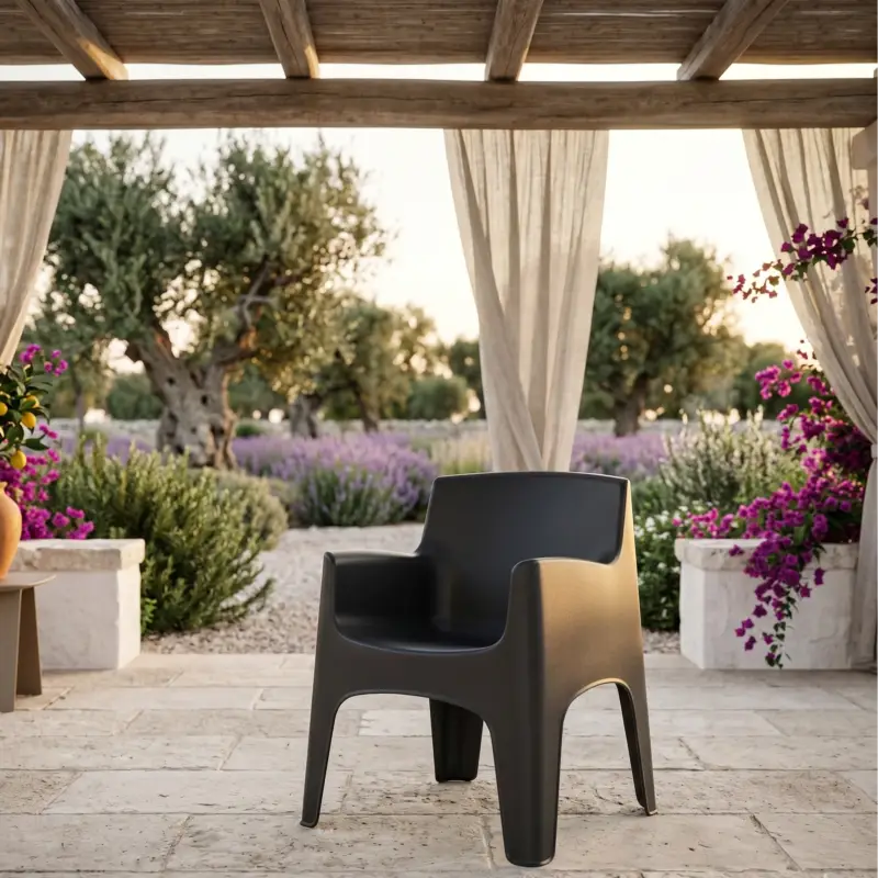 Direttamente Dal Produttore Poltrona "Portofino" in polipropilene antracite da giardino e veranda