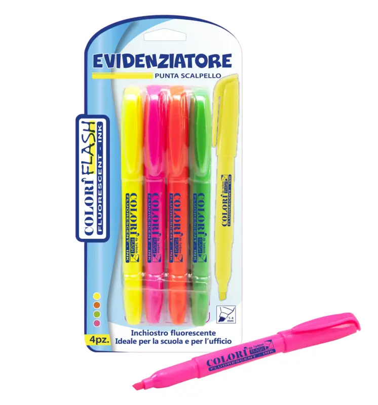 Compra Adesso Evidenziatori fluorescenti "Slim Neon" con punta a scalpello per scuola, studio ed ufficio