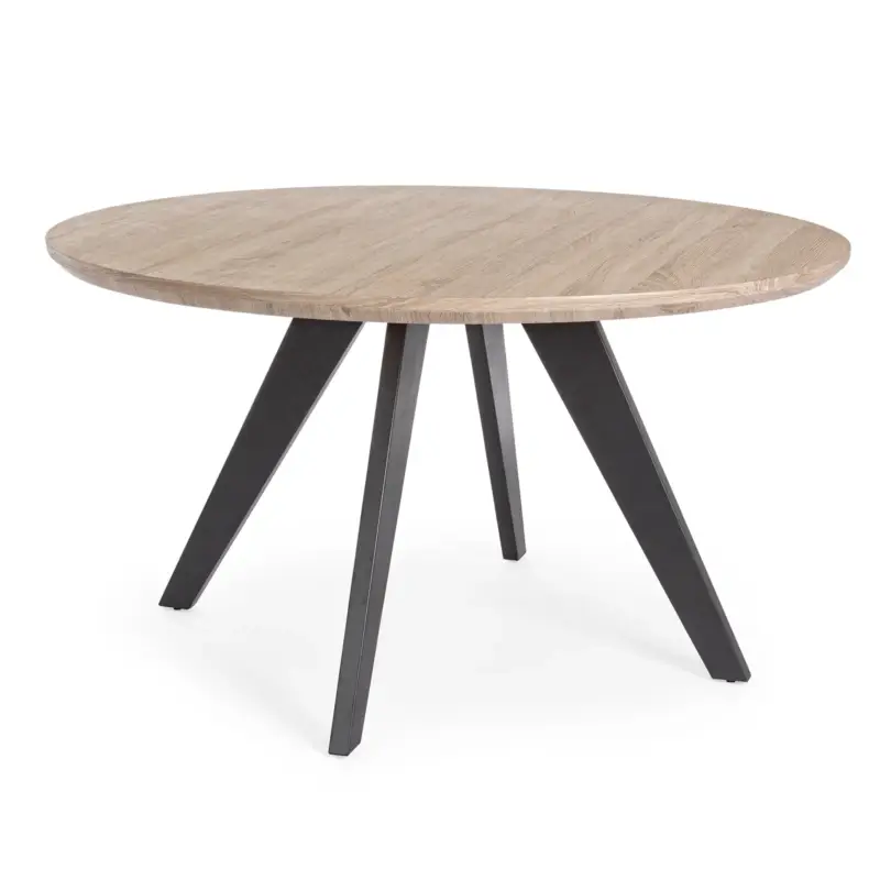 Promozione Tavolo tondo da pranzo moderno "Henry" in legno Ø 135 cm gambe in acciaio nero