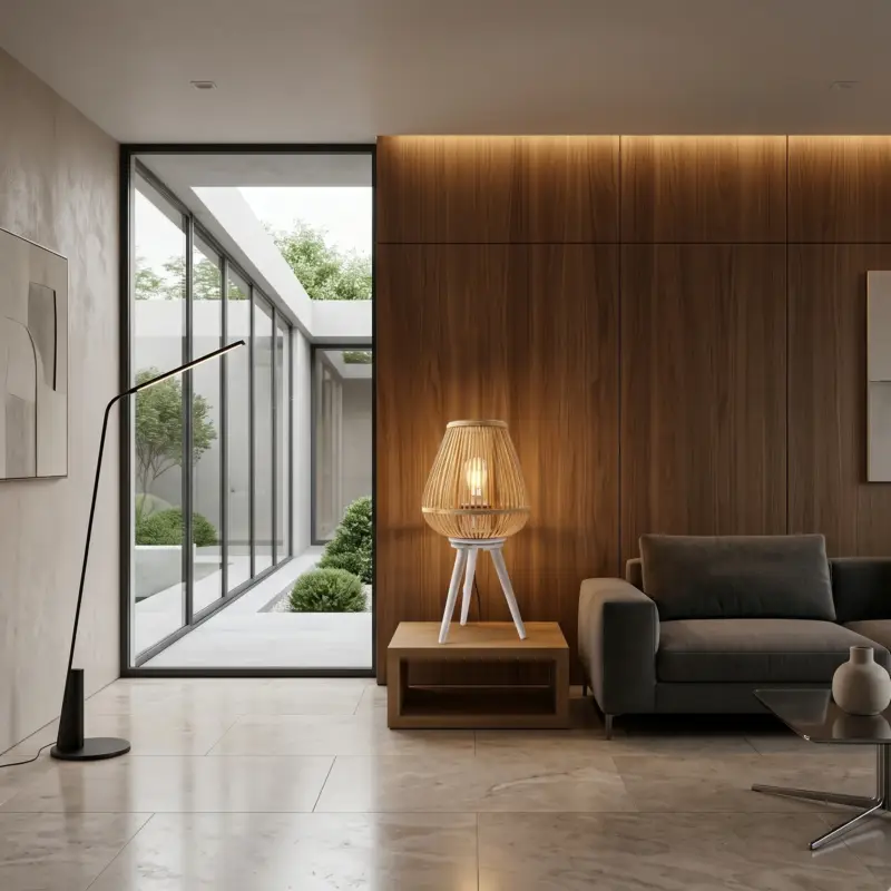 Occasione Lampada da terra in Bamboo e legno plafoniera per soggiorno e cameretta h 54 cm