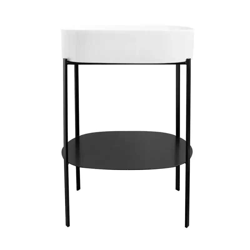 Affare Set console nero con lavabo bianco lucido