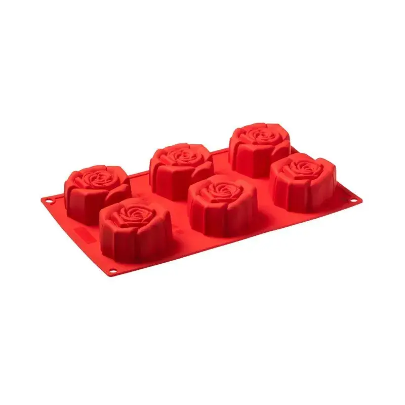 Stampo in silicone rosa fiorita 6 porzioni Solo Oggi