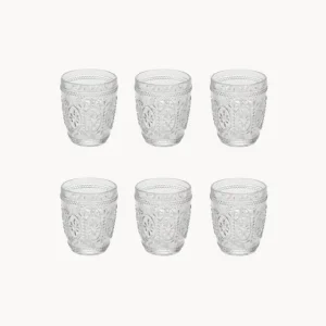 Offerta Lampo Bicchieri acqua in vetro decorato a rilievo Imperial