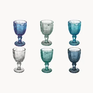 Set 6 calici in vetro trasparente con decoro Syrah, Ocean Prezzo Scontato