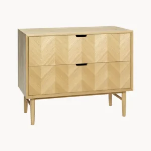 Cassettiera in legno di quercia con motivo a spina di pesce Herringbone Spedito Oggi